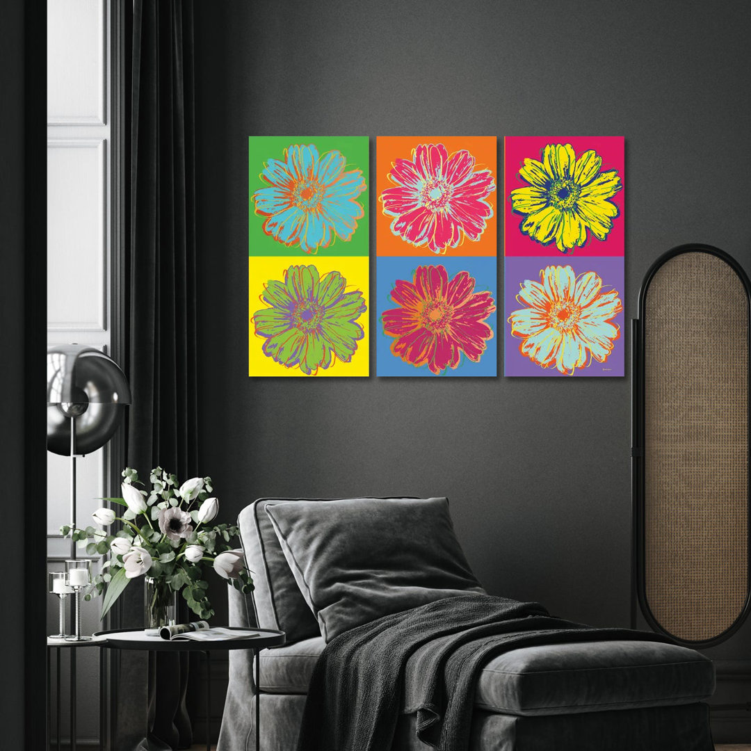 Blumen-Pop-Art-Mosaik von Marie Elaine Cusson - Giclée auf Leinwand ohne Rahmen mit Galerieeinband