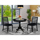 Dining Set Includes a Round Kitchen Table, Stackable Dining Chairs, Wire Brushed Black