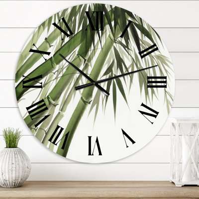 Vintage Dark Green Bamboo - Traditional wall clock