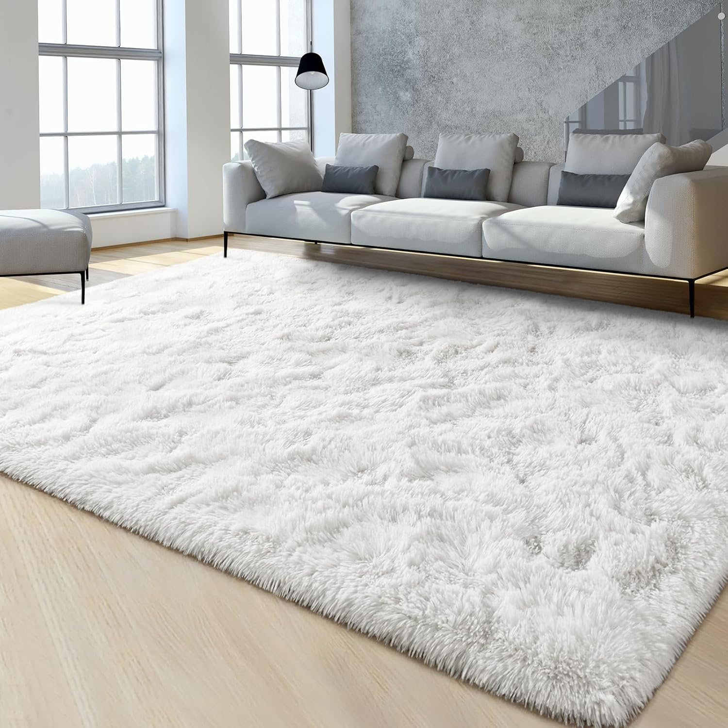 Mercer41 Shahen Rectangle Shag Area Rug in White & Reviews | Wayfair