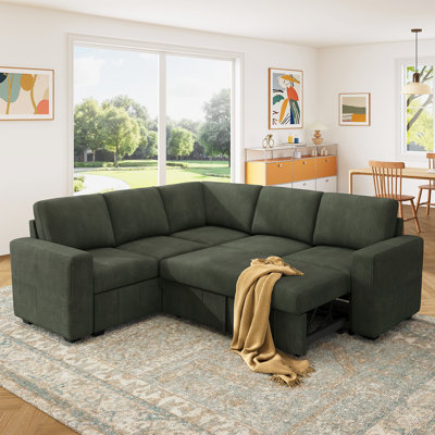 Honbay L Shaped Sleeper Sectional Sofa Couch With Storage Seat