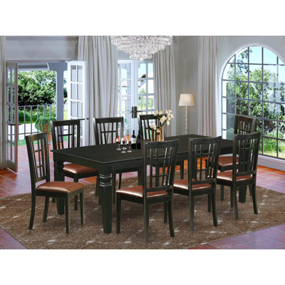 5 Piece Kitchen Table & Chairs Set Includes a Rectangle Dining Table with Butterfly Leaf and 4 Faux Leather Dining Room Chairs, Black