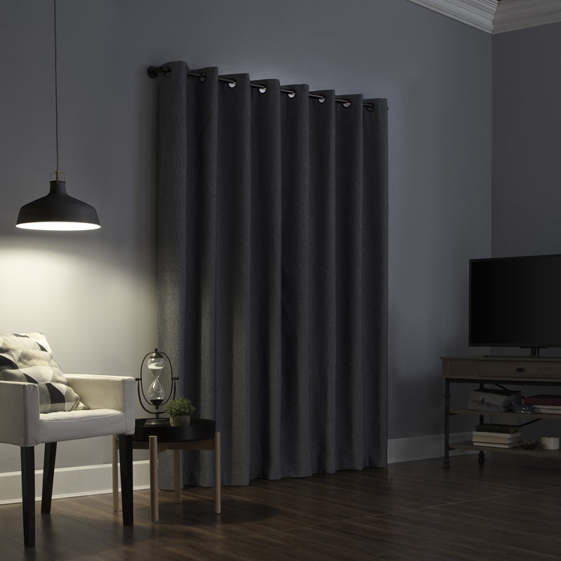 Dimensional 100% Blackout Thermal Grommet Single Curtain Panel, Charcoal, 52" W x 84" L
