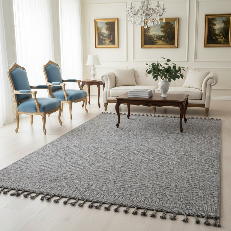 Guros Collection White Geometric Indoor Outdoor Runner Adrienna, Rectangle 4' x 6'2"
