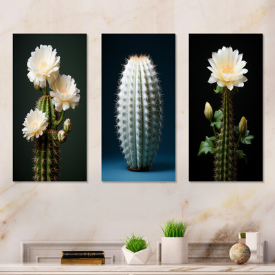 Cactus Ivory Isolation - Cactus Metal Art Print Set Of 3
