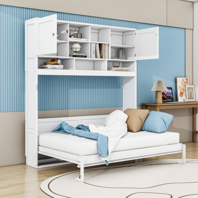 Grand lit escamotable avec espace de rangement