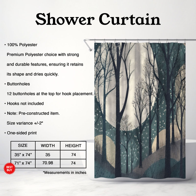 Shower Curtain, 74"H x 71"W