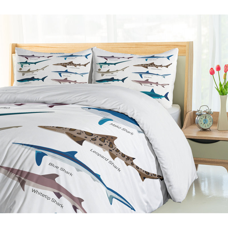 Sea Animal Coastal Polyester Duvet Cover, King