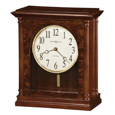 Traditional Analogue Cherry Wood Quartz Movement / Crystal Tabletop Clock in Americana Cherry