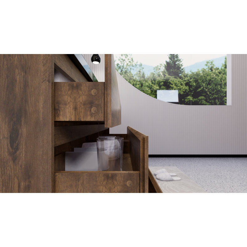 Reyes 58.5'' Double Bathroom Vanity Base Only, Rosewood