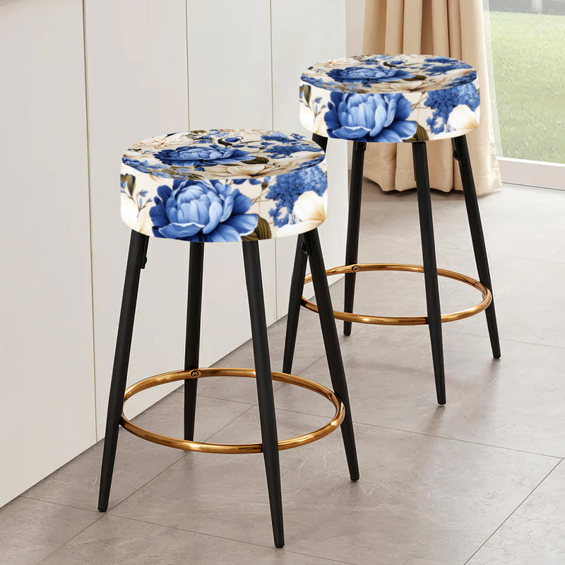 Ensemble de 2 tabourets de bar Blue Renaissance Florals Victorian