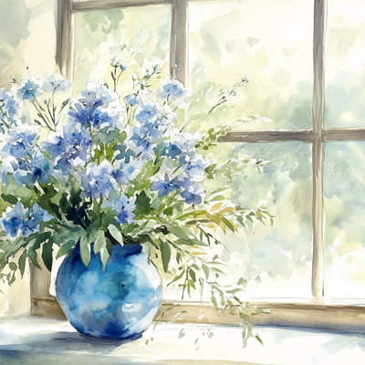 «Watercolor Window Bouquet», art mural sur toile tendue
