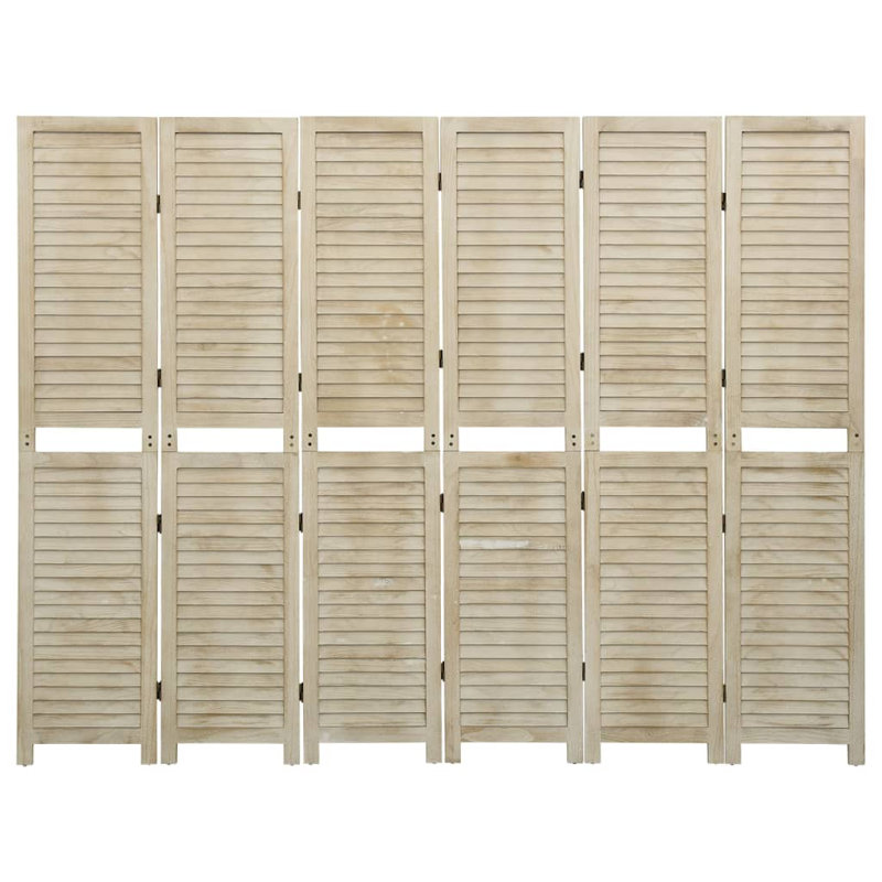 Gracie Oaks Room Divider Solid Wood, 6, Cream