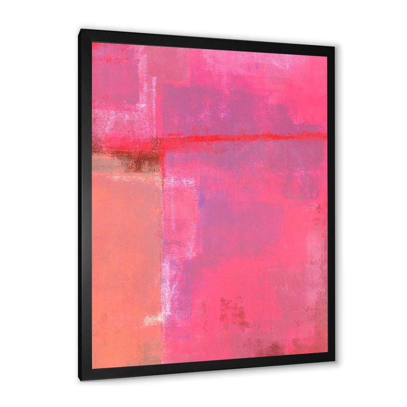 Rose, pinceau, champs de couleurs - Art moderne et contemporain sur toile, Cadre photo noir, H 20 po x l 12 po x P 1 po