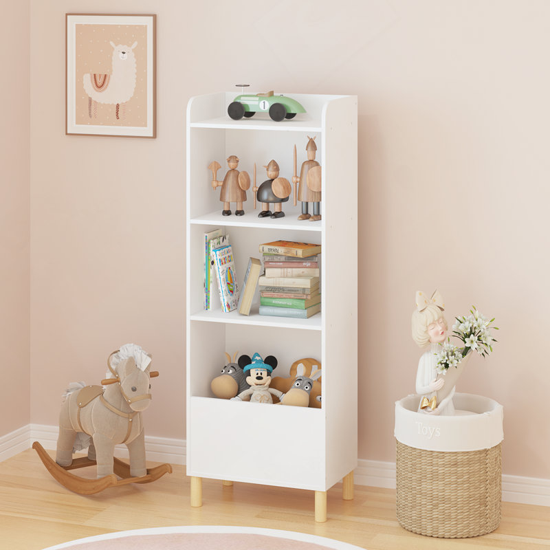 Bibliothèque pour enfants à 4 niveaux, présentoir à livres pour enfants, armoire de rangement pour jouets