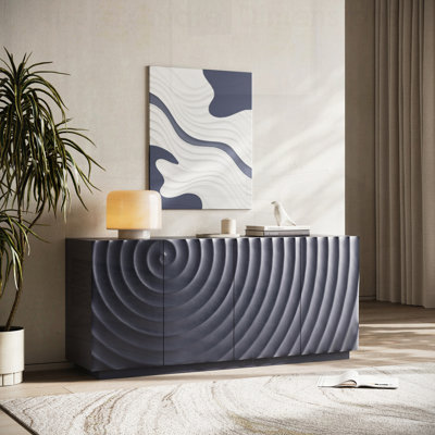 Buffet de rangement moderne avec 4 portes, armoire de plancher autoportante luxueuse et autoportante pour la cuisine et le salon