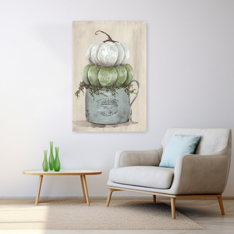 Enamelware With Pumpkin Rustic Art, 48" H x 32" W
