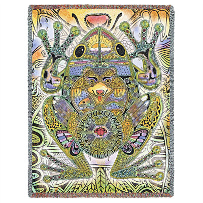 Pure Country Weavers Frog Blanket - Animal Spirits Totem by Sue Coccia - Gift Tapestry Throw Woven from Cotton - Made in The USA (72x54)