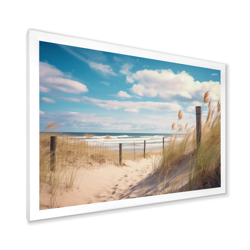 Tranquility Path To Dune Beach II, reproduction d'art sur toile, H 34 po x l 44 po x P 1,5 po, Cadre simple blanc