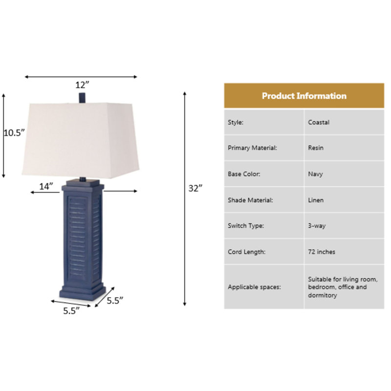 Tabetha - 32" Table Lamp with USB - Set of 2 - Navy Finish, Navy 