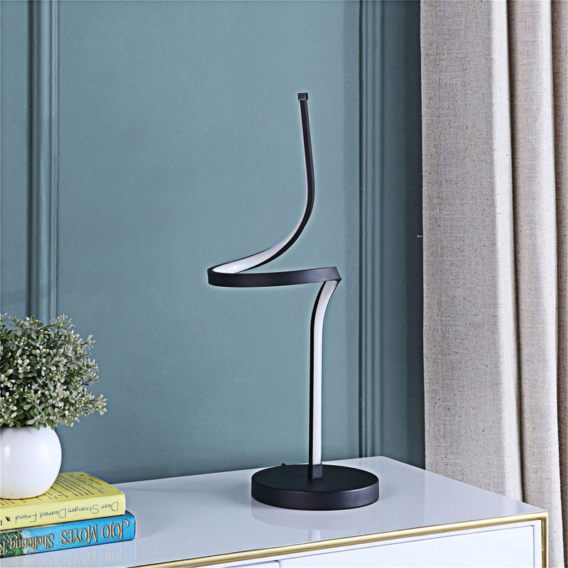 Lampe de table spirale incurvée en tube avec DEL écoénergétique, conception élégante et interrupteur marche / arrêt facile