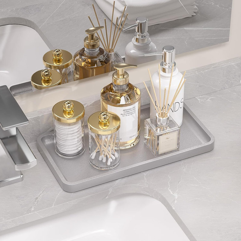 Bamboo Vanity Tray For Bathroom Countertop - Decorative Wood Organizer Tray For Dresser, Toilet, Perfume, And Home Decor - Sleek And Functional Design