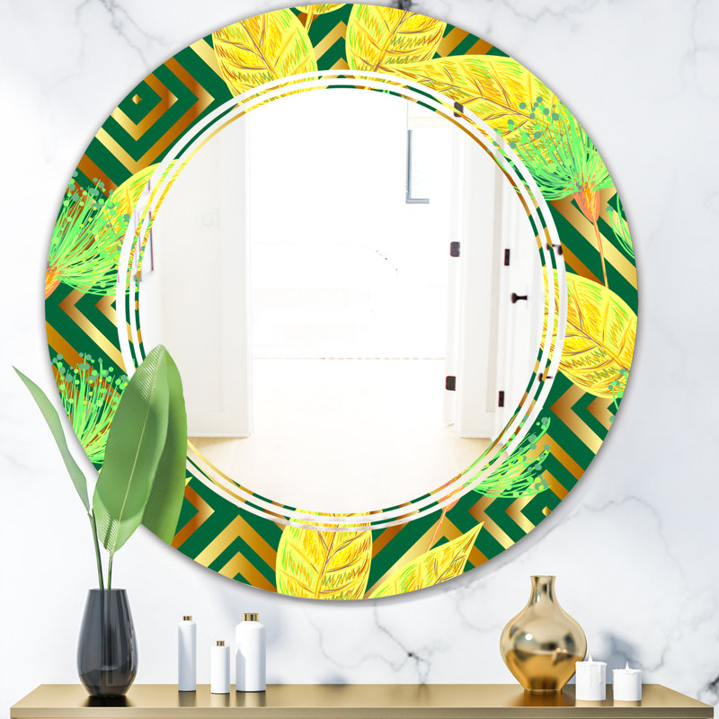 Miroir mural Triple C, 23,6 po x 23,6 po, Motif de luxe tropical II  
