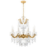 La Scala 8 Light 25in x 28.5in Chandelier in Florentine Bronze with Clear Radiance Crystals