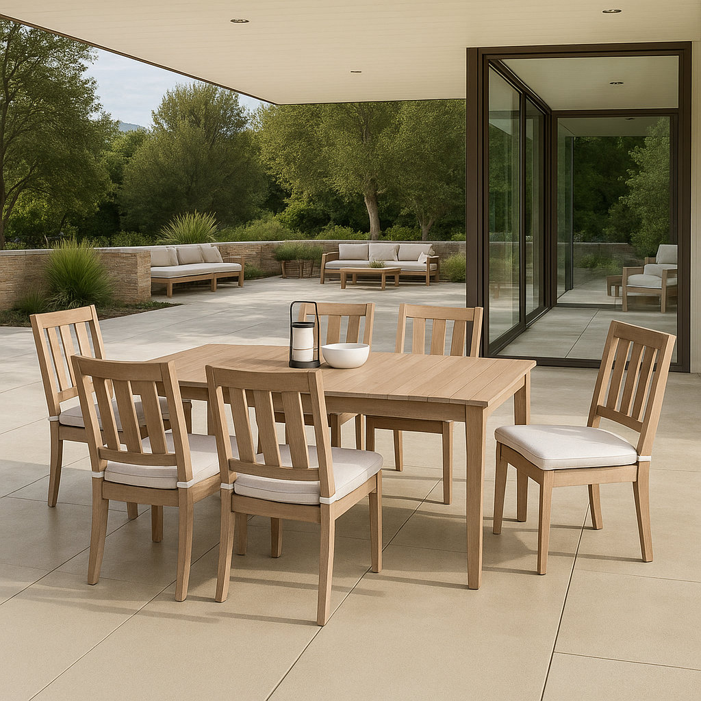 Samya 43" Teak Patio Dining Set, White
