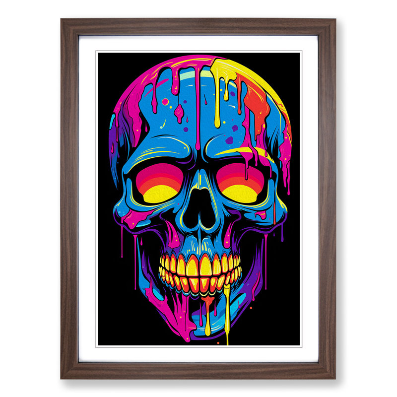 Skull Pop - Framed Print, 34cm H x 25cm W x 2cm D, Walnut