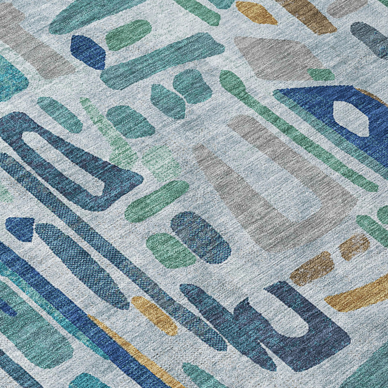 Machine Washable Indoor/Outdoor Chantille ACN2432 Casual Rug, 2'3" x 7'6" Runner, Teal