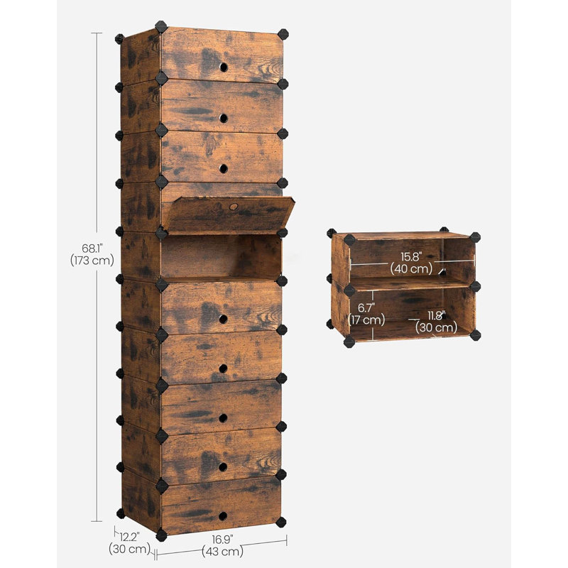 Rectangular Storage Organiser, 10 Slot Modular DIY Storage Shelf Unit, with Doors