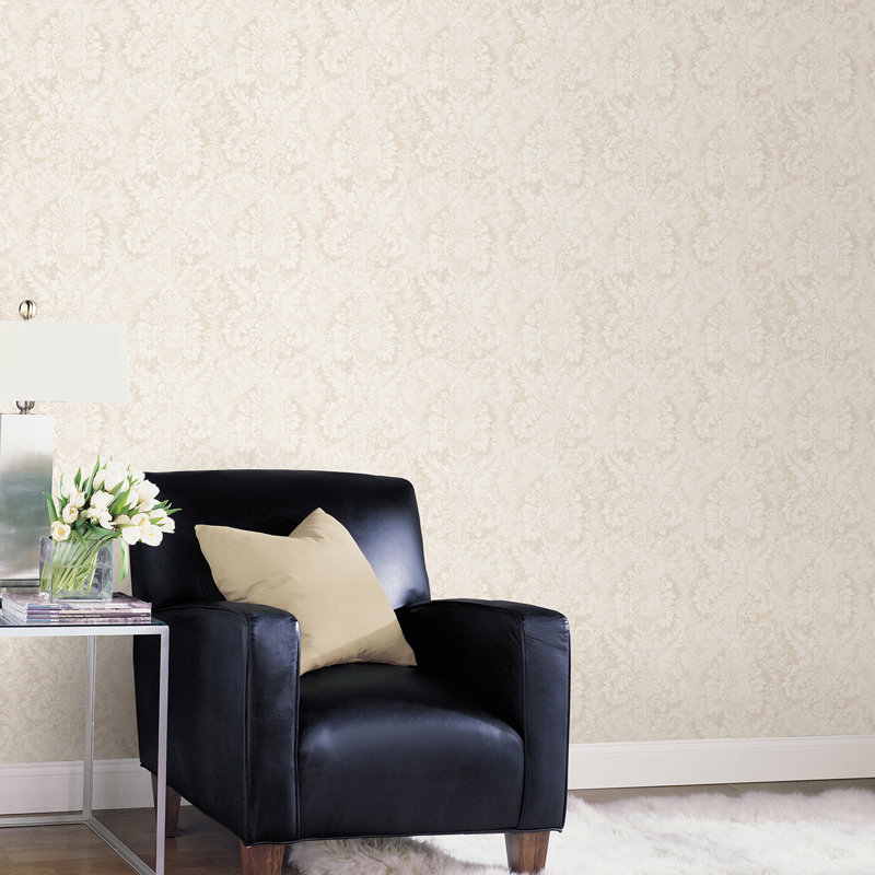 Garretson 10m x 52.8cm Satin Wallpaper Roll, Beige