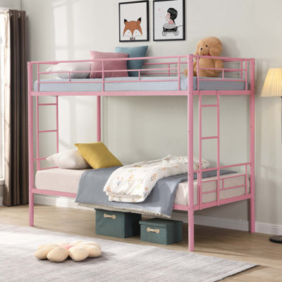 Lit superposé en métal rose sur simple