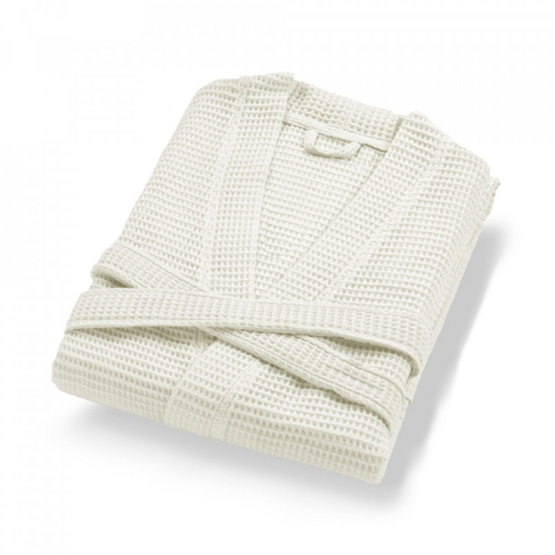 Peignoir 100% coton mi-mollet unisexe avec poches, TG