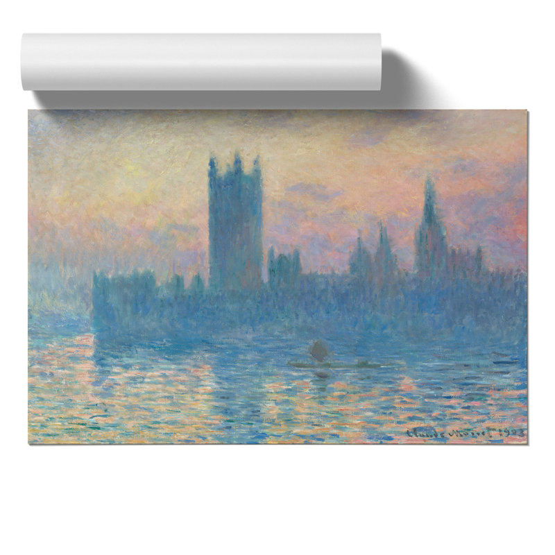 Houses Of Parliament In London Vol.1 by Claude Monet - No Frame Painting, 42cm H x 59cm W x 0.1cm D