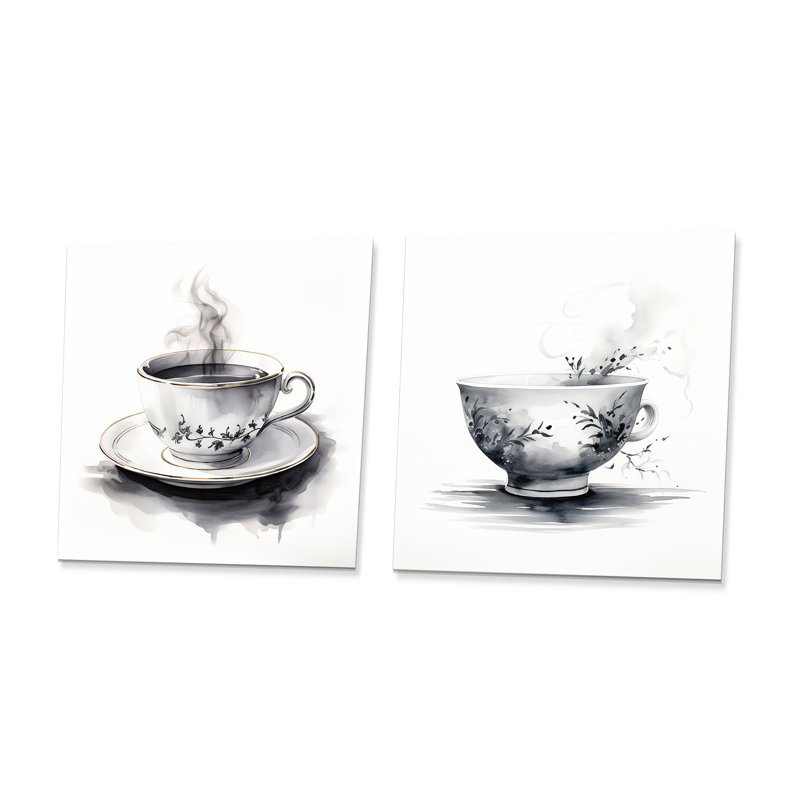 Thé noir noir et blanc Elegance I - Ensemble d'imprimés carrés chinois, H 29 po x l 58 po