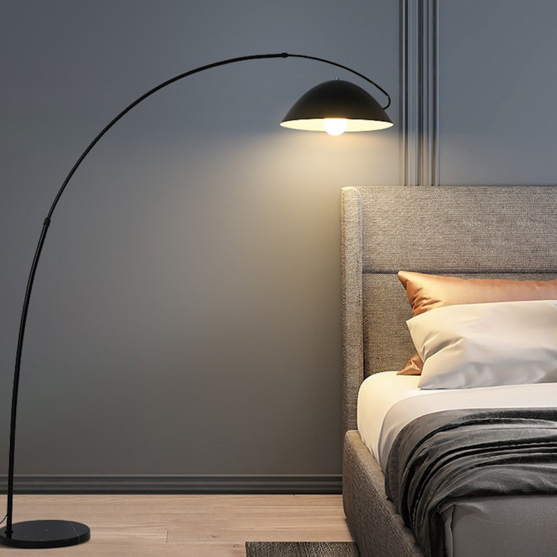  Lampe sur pied en arche avec base en marbre Sonata | Bras courbé et lueur chaude 3000K | Éclairage élégant