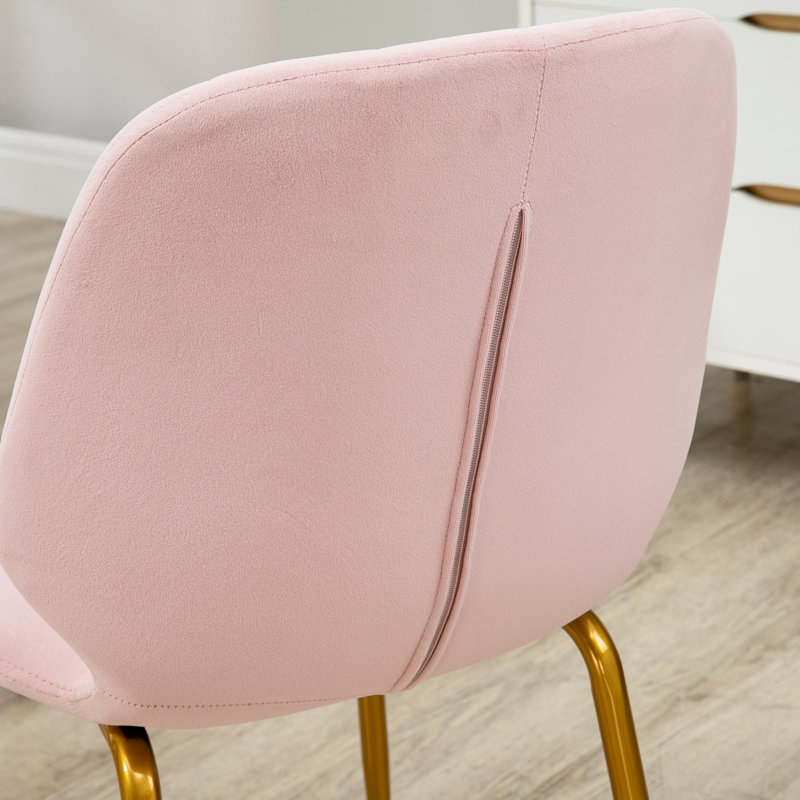 Lockhaven 49cm H Tufted Polyester Upholstered Upholstered Back Side Chair in Pink, Gold, Pink