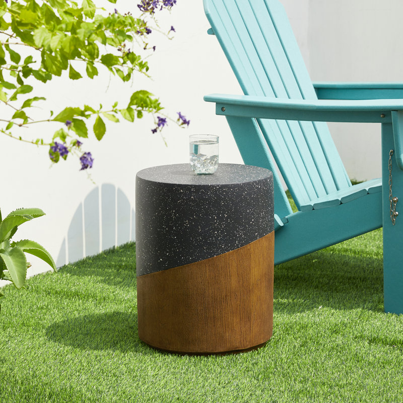 17.75"H Multi-Functional MGO Faux Terrazzo And Wood Texture Garden Stool