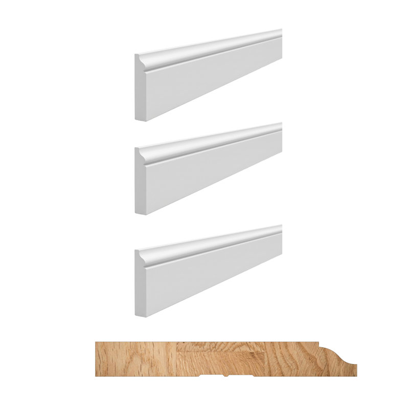 Moulure de plinthe 3 pièces pour plancher et murs 9/16 po X P 3 1/4 po X P 96 po L réversible en bois Total, Paquet de 3