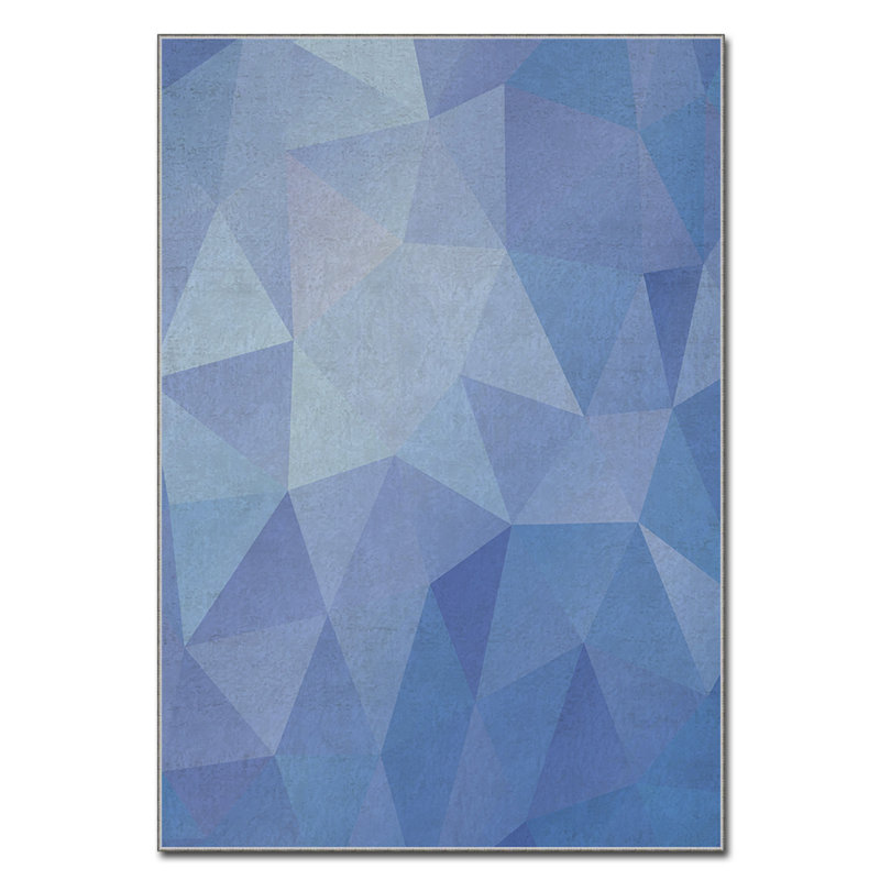Tapis bleu en polyester tissé à la machine Rectangle Dukinfield, Rectangle 2 pi 7 po x 4 pi 7 po