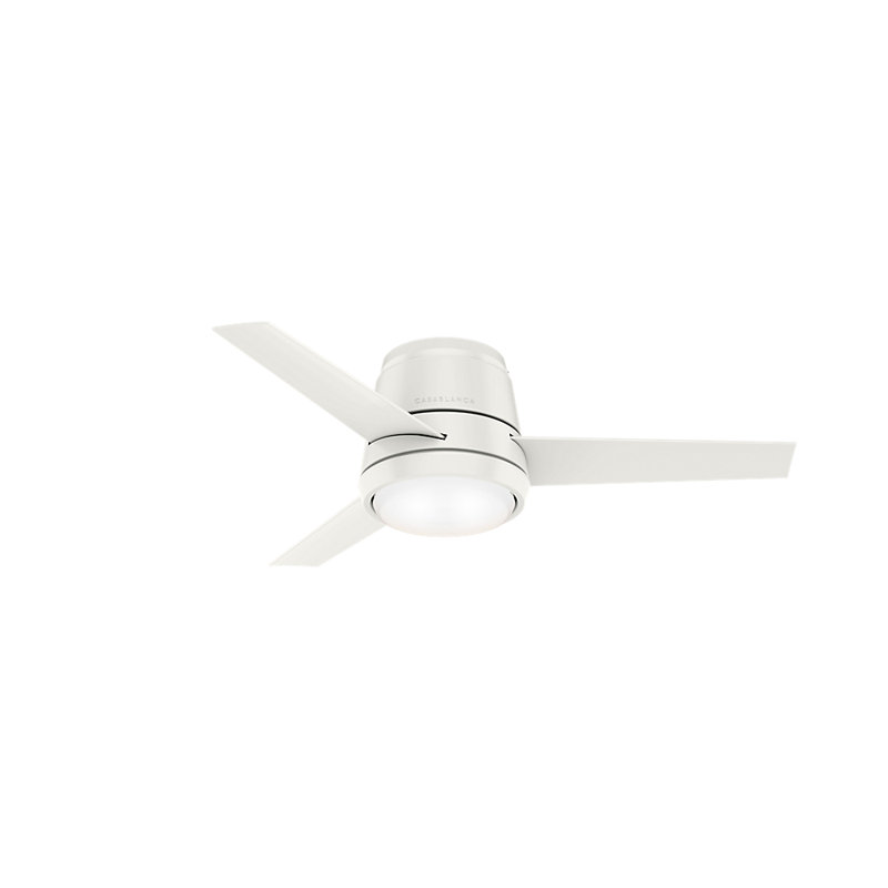 44" Commodus 3 - Blade LED Flush Mount Ceiling Fan with Wall Control and Light Kit Included, Fresh White