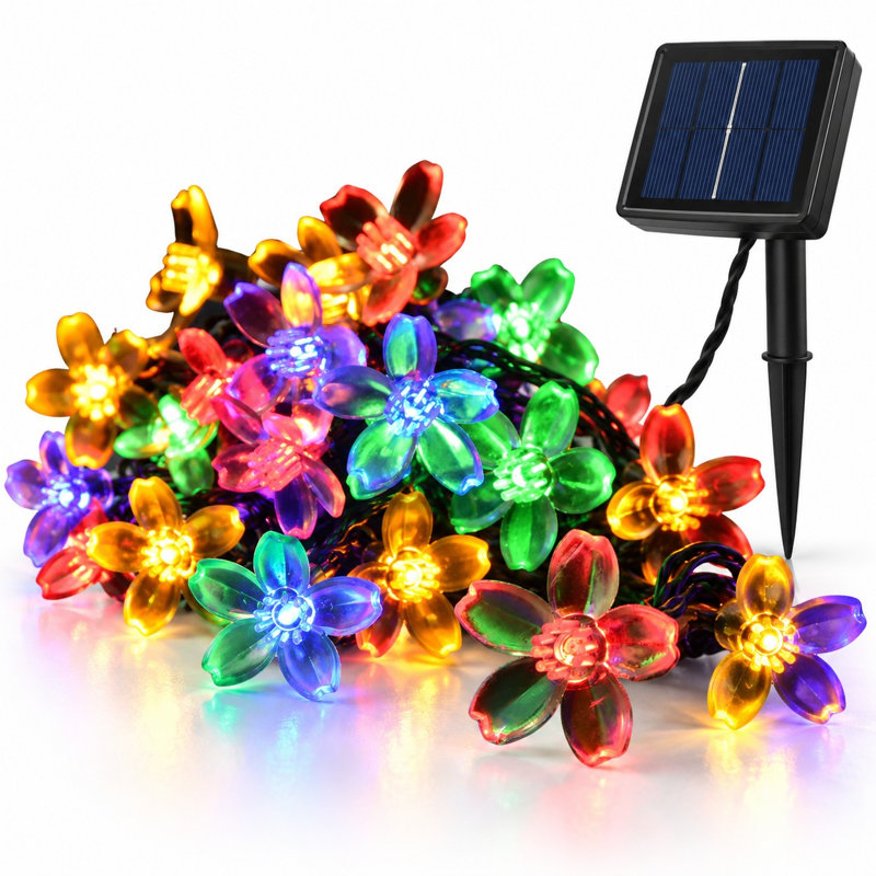 50 LED Solar Power Cherry Blossom String Light, Multicolor