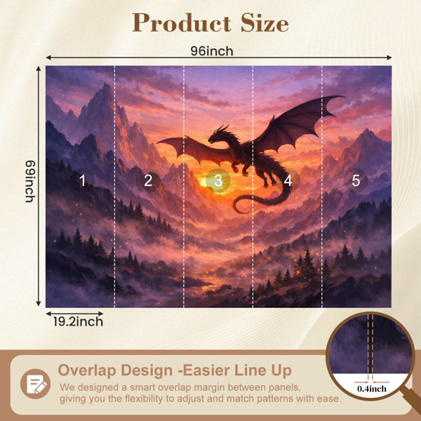 Trinx kids Peel and Stick Wallpaper Fantasy Dragon Silhouette Misty ...