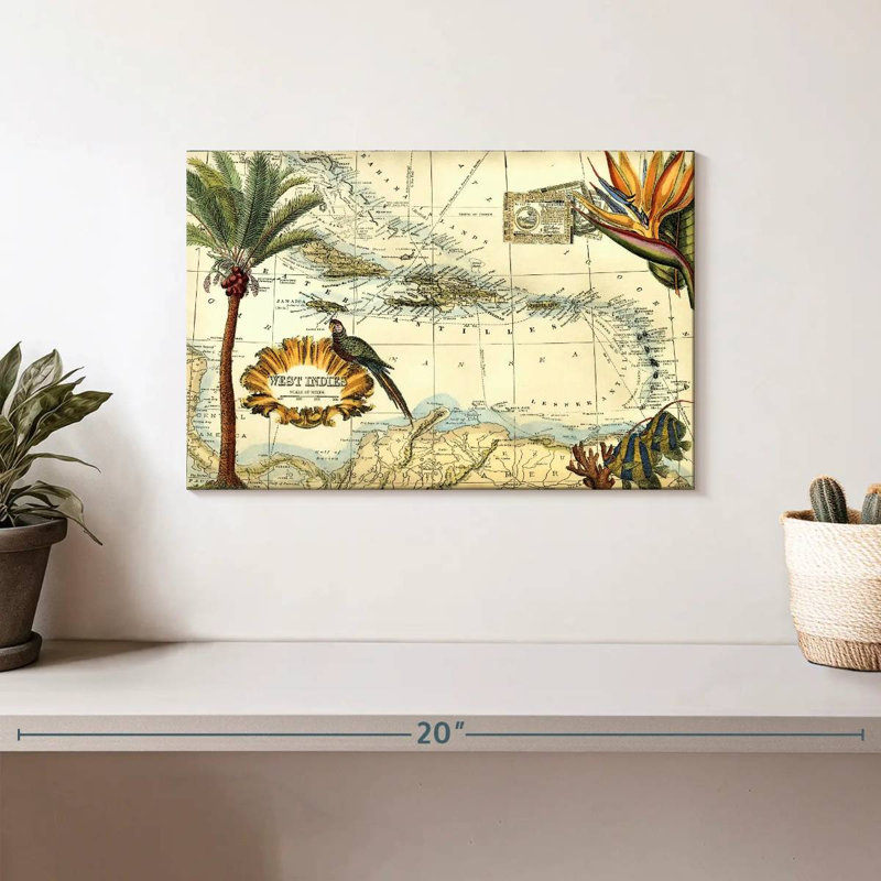 Carte tropicale des Antilles, Aliaz, H 8 po x l 12 po
