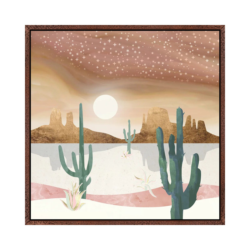 Honey Sky - Print on Canvas, 45.72 cm H x 45.72 cm W, Classic Brown Wood Framed