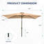 Parasol rectangulaire de 6,5 x 10 pi avec manivelle, inclinaison et auvent en polyester résistant aux rayons UV pour la piscine, la cour et le patio (sans base)