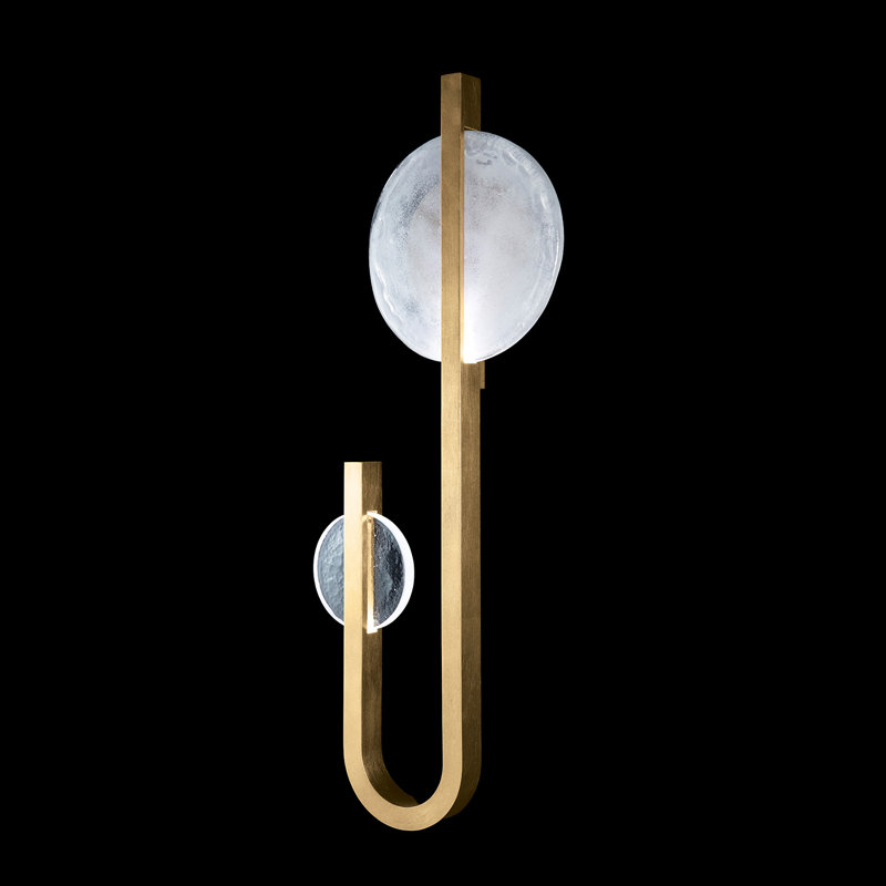 Selene Wrought Iron LED Flush Mounted Sconce, Gold, 36" H x 14.5" W x 3" D