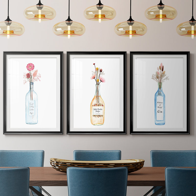 Vodka Frost Valley - reproduction sur mesure encadrée de qualité supérieure - 3 pièces, Noir, H 21 po x l 30 po